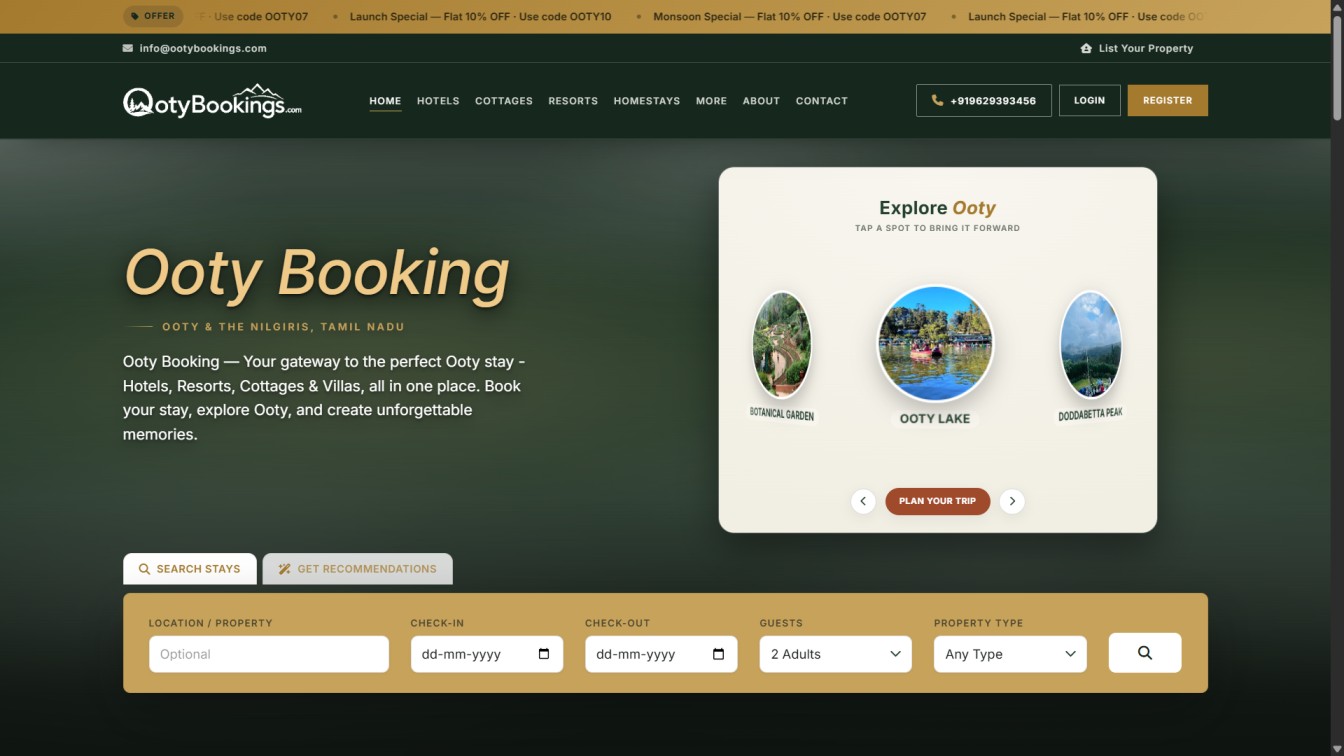 Ooty Bookings screenshot